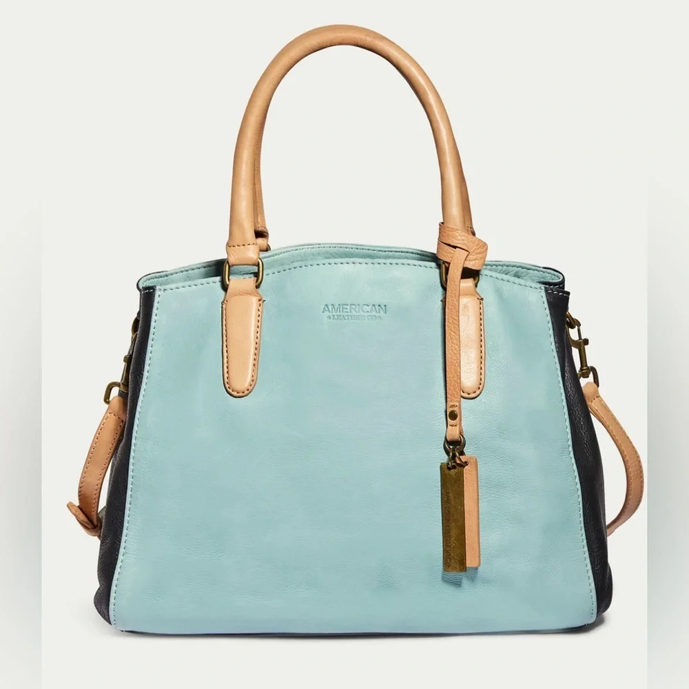 American Leather Co Lavina Convertible Satchel Glacier Lake Multi Blue AUTHENTIC - Picture 9 of 14